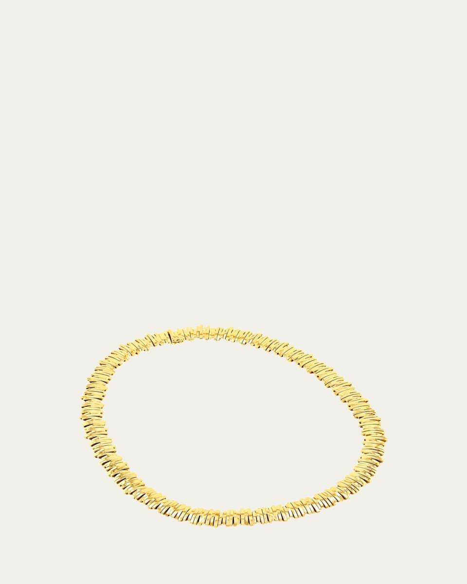 Eternity Lines Solid 18K Yellow Gold Necklace, 17"L